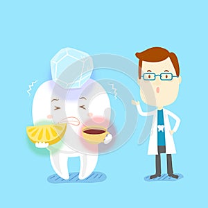 Doctor with sensitive tooth problem