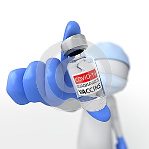 Doctor Showing Covid-19 Coronavirus Vaccine, 3d Render