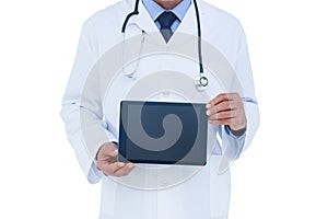 A doctor showing digital tablet