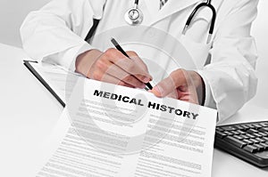 Doctor showing a medical history