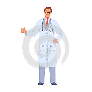 Doctor showing thumb up, medic practitioner