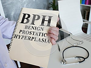 Doctor shows Benign prostatic hyperplasia BPH diagnosis.