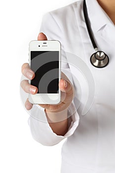 Doctor shows a mobile phone