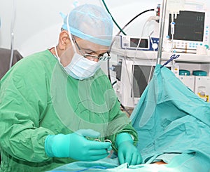 Doctor starting a surgery