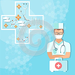 Doctor with stethoscope health care and medicine medical objects