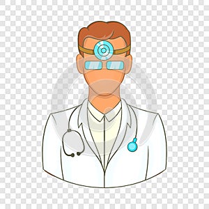 Doctor with stethoscope icon, cartoon style