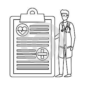 Doctor with stethoscope and order