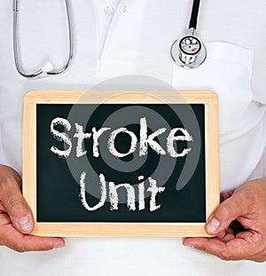 Doctor with stroke unit sign