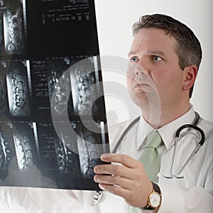 Doctor studying mri