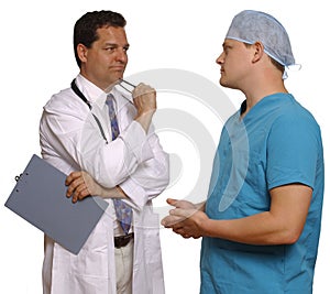 Doctor and surgeon consulting