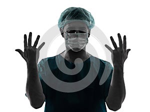 Doctor surgeon man portrait showing hands