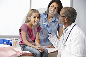 Doctor In Surgery Examining Young Girl