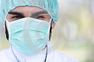 Doctor With Surgical Mask Outside