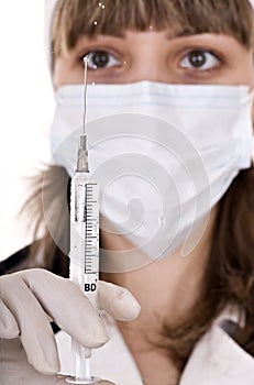 Doctor with syringe. Vaccination.