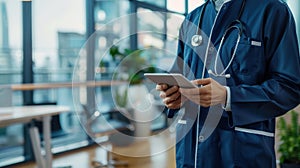 A doctor with tablet.AI generated image