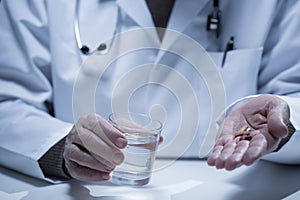 Doctor taking antidepressants