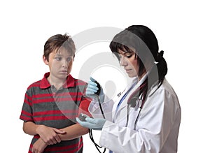 Doctor taking blood pressure photo