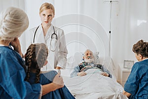 Doctor talking to the family