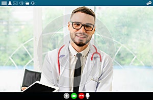 Doctor talking on video call for telemedicine and telehealth service photo