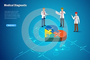 Doctor team online diagnosis patient health problem in jigsaw puzzle missing piece in heart shape on smartphone. Virtual hospital,