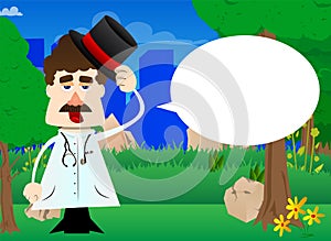 Doctor tipping his hat. Vector illustration