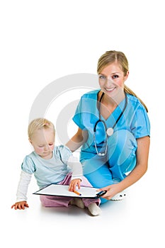 Doctor with toddler child