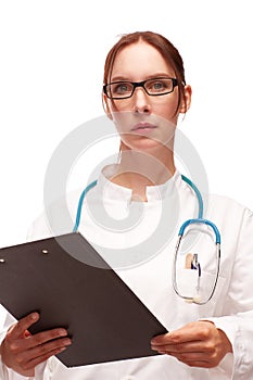 Doctor with treatment plan on Visite in hospital