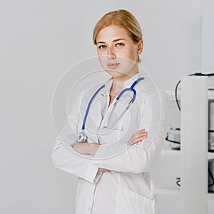 Doctor with ultrasound scanner