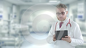 Doctor uses tablet PC in the hospital