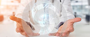 Doctor using digital artificial intelligence interface 3D render