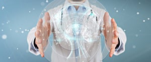 Doctor using digital artificial intelligence interface 3D render