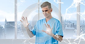 Doctor using digital screen