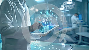 The doctor using digital tablet. AI generated