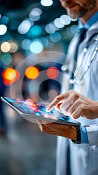 Doctor using a digital tablet during a professional medical meeting