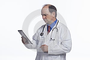 Doctor using electronic tablet, horizontal