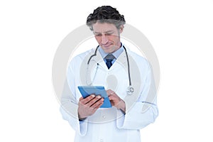 Doctor using his digital tablet