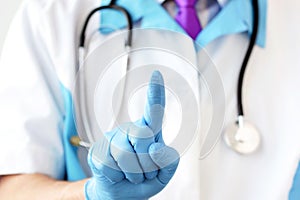 Doctor using innovative modern virtual touchscreen