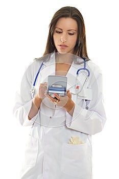 Doctor using medical software.
