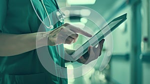 The Doctor Using Tablet. AI generated