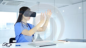 Doctor Using virtual reality glasses in Clinic, Vr Goggles