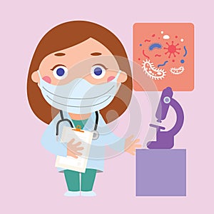 Doctor virologist cartoon illustration