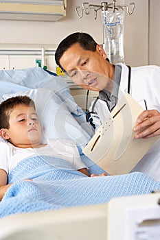 Doctor Visiting Child Patient On Ward