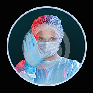 doctor warning quarantine restriction stop gesture