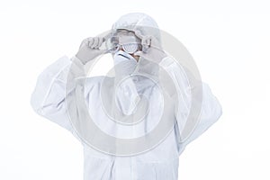 A doctor in wearing protective suit