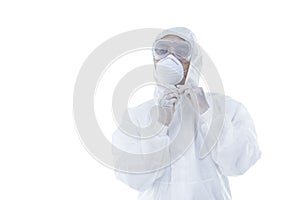 A doctor wearing protective suit