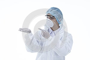 A doctor wearing protective suit