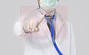 Doctor wears surgical mask photo