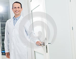 Doctor welcoming patient