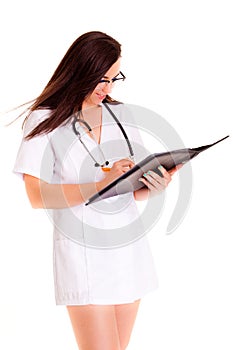 Doctor on white background medical staff nurse