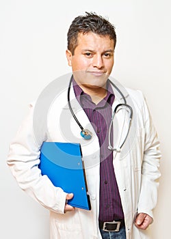 A doctor who is consulting a medical record